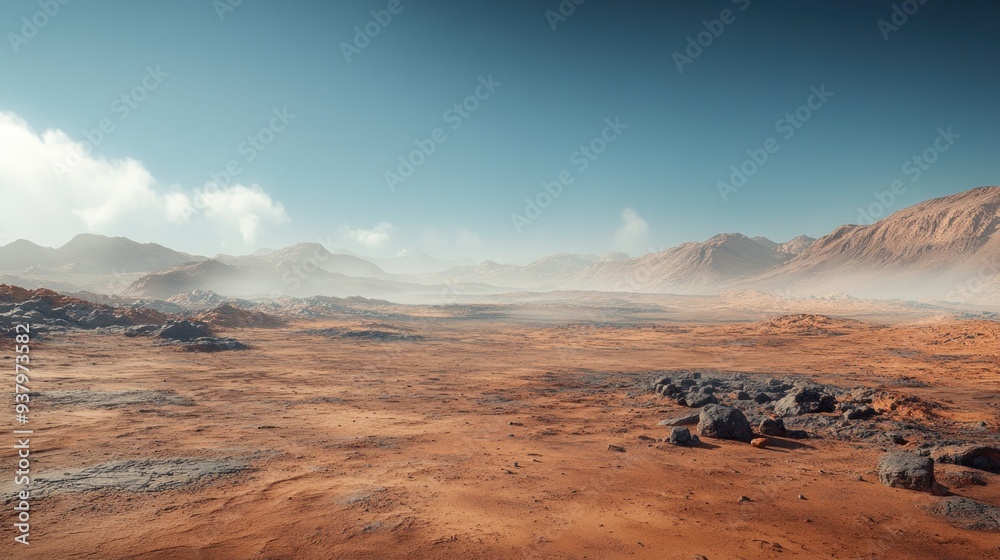 Fototapeta premium Martian Landscape: A View of the Red Planet