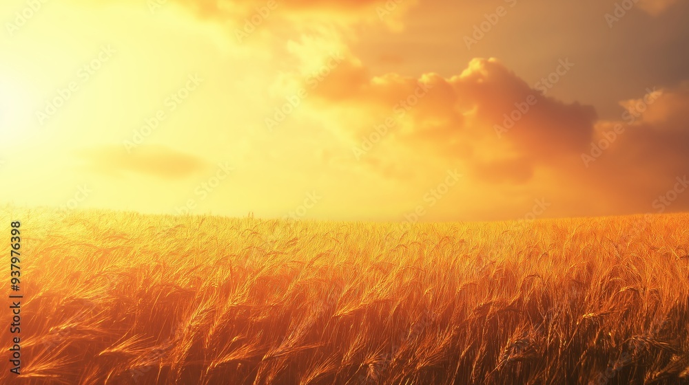 Golden Wheat Field at Sunset with Dramatic Sky
Golden Wheat Field at Sunset with Dramatic Sky