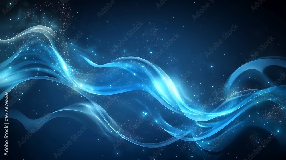 Abstract Blue Waves with Shimmering Lights Abstract Blue Waves with Shimmering Lights