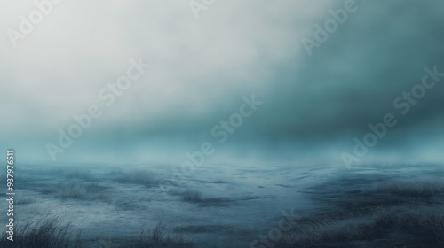 Misty Fog Rolling Over a Dark, Wet Field 