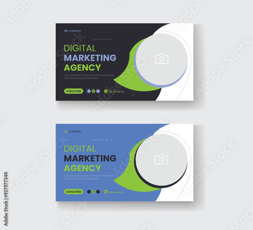 Corporate business and digital marketing youtube thumbnail or web banner template