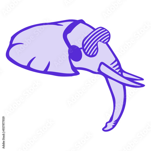 Elephant Face Music DJ From Side Animal Face Head Headphone Sunglasses Party Night Dancing Clubber Raver Comic Humor Cartoon Cool Fun Sound Disco Club Festival Band Concert Techno Discothek Love