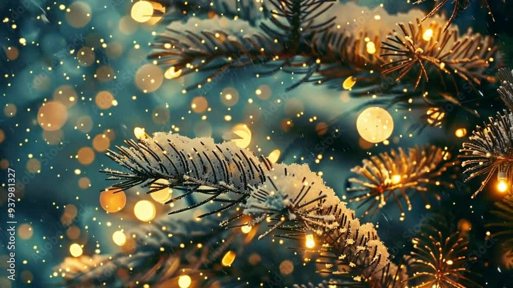 Christmas tree decorated with golden ball and snowflake with a bokeh lights background, 3d rendering blur background and fir tree for Christmas and New Year party or decoration idea. Christmas tree decorated with golden ball and snowflake with a bokeh lights background, 3d rendering blur background and fir tree for Christmas and New Year party or decoration idea.