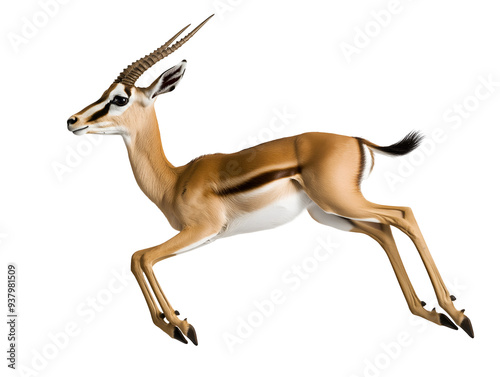 gazelle floating mid-air on isolated background
 photo