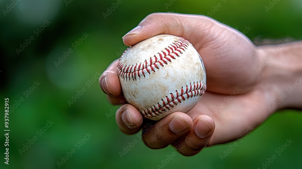 A close-up of a hand gripping a baseball, ready to pitch A close-up of a hand gripping a baseball, ready to pitch