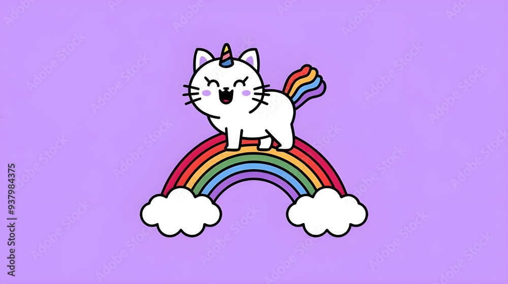 Cute Cartoon Icon Illustration of a Flying Unicorn Cat. Isolated Premium Vector Concept Animal Wildlife Icon. Cute Cartoon Icon Illustration of a Flying Unicorn Cat. Isolated Premium Vector Concept Animal Wildlife Icon.