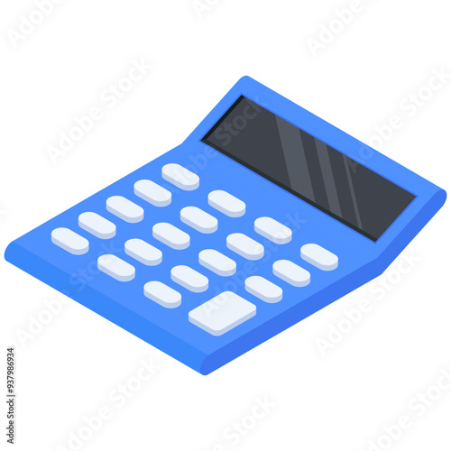 blue calculator isolated on white