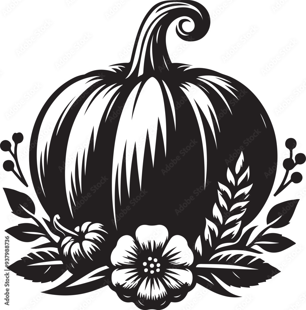 Fototapeta Best cute pumpkin  silhouette vector illustration
