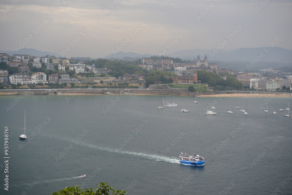 Obraz premium Aerial view of the Beach of La Concha in San Sebastian