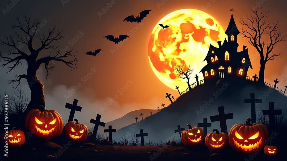 Halloween full moon background design template Halloween full moon background design template
