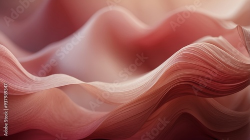 Abstract red and pink wave background with soft, flowing curves ideal for design projects and presentations. photo