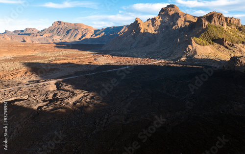 Lava formations, Teide volcano at sunset on the Tenerife island. photo