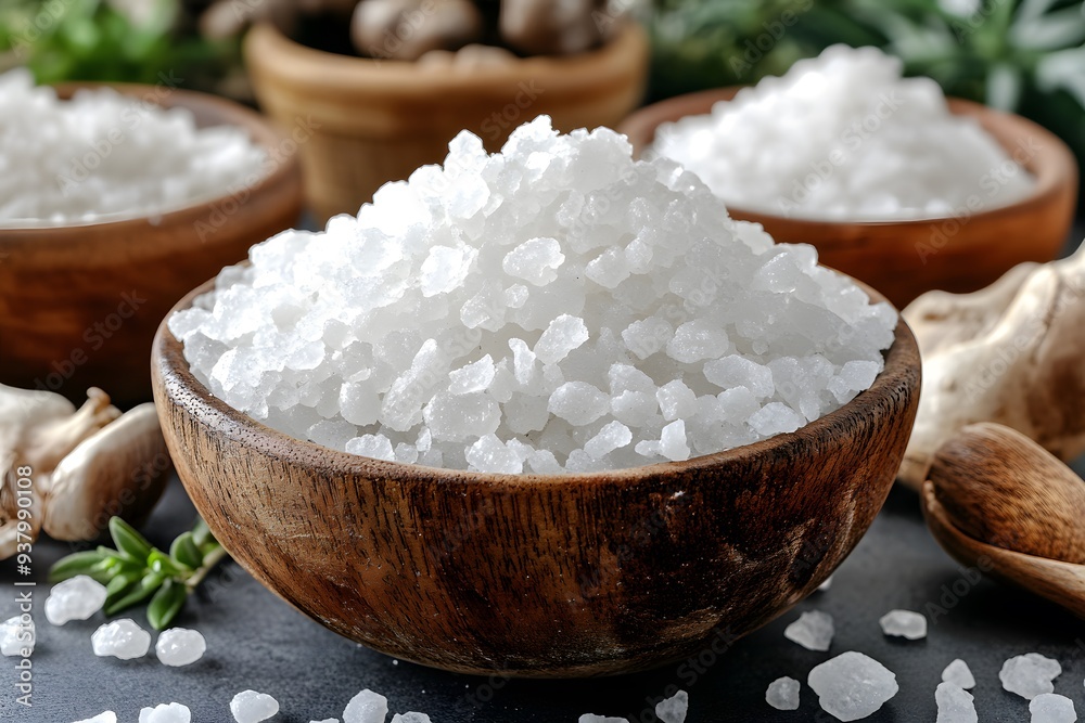 Macro photography capturing the texture of sea salt, highlighting the intricate and natural crystalline structure of the salt grains. Macro photography capturing the texture of sea salt, highlighting the intricate and natural crystalline structure of the salt grains.
