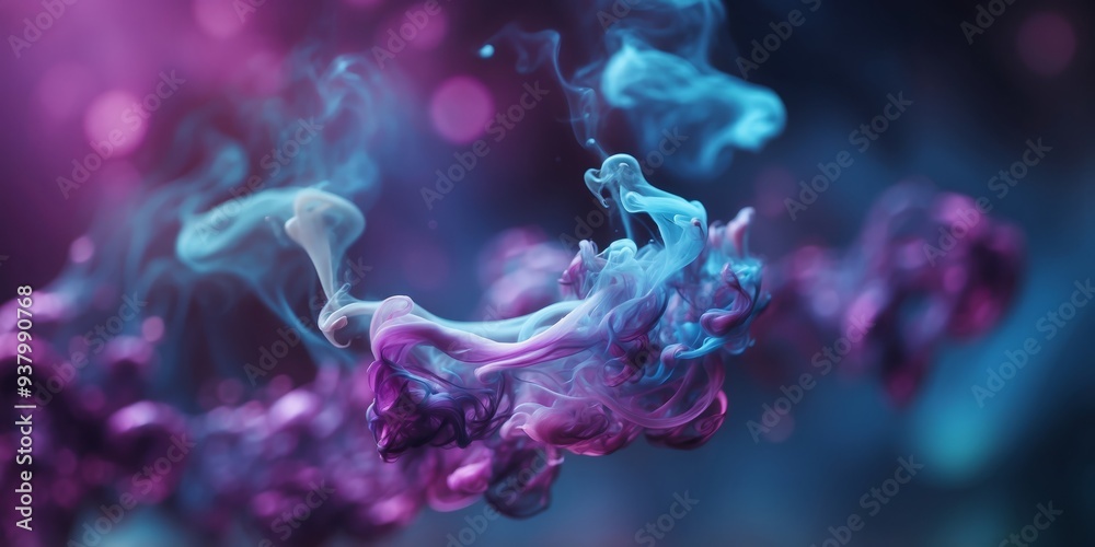 Obraz premium Abstract swirling smoke in purple and blue hues.