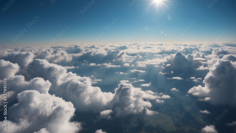 Aerial perspective of cloud cover under a cerulean sky. Aerial perspective of cloud cover under a cerulean sky.