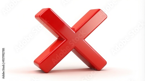 Red X symbol overlaid on a white background, indicating rejection, cancellation, or deletion, commonly used to express negation or correction in design and communication. photo