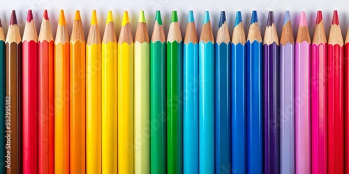 Vibrant and colorful set of multicolored pencils for creative projects