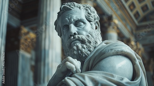 Obraz na płótnie Stoic Greek Philosopher Thinking Man: Symbol of Stoicism and Philosophy w salonie