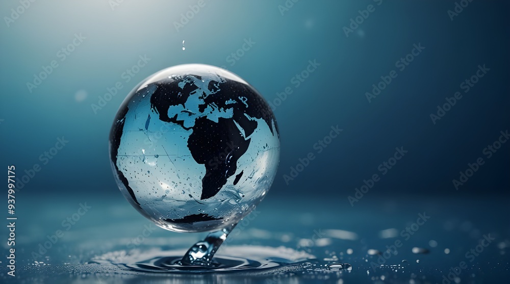 World water day A globe in the shape of a drop of water like a beautiful droplets scene.generative.ai World water day A globe in the shape of a drop of water like a beautiful droplets scene.generative.ai