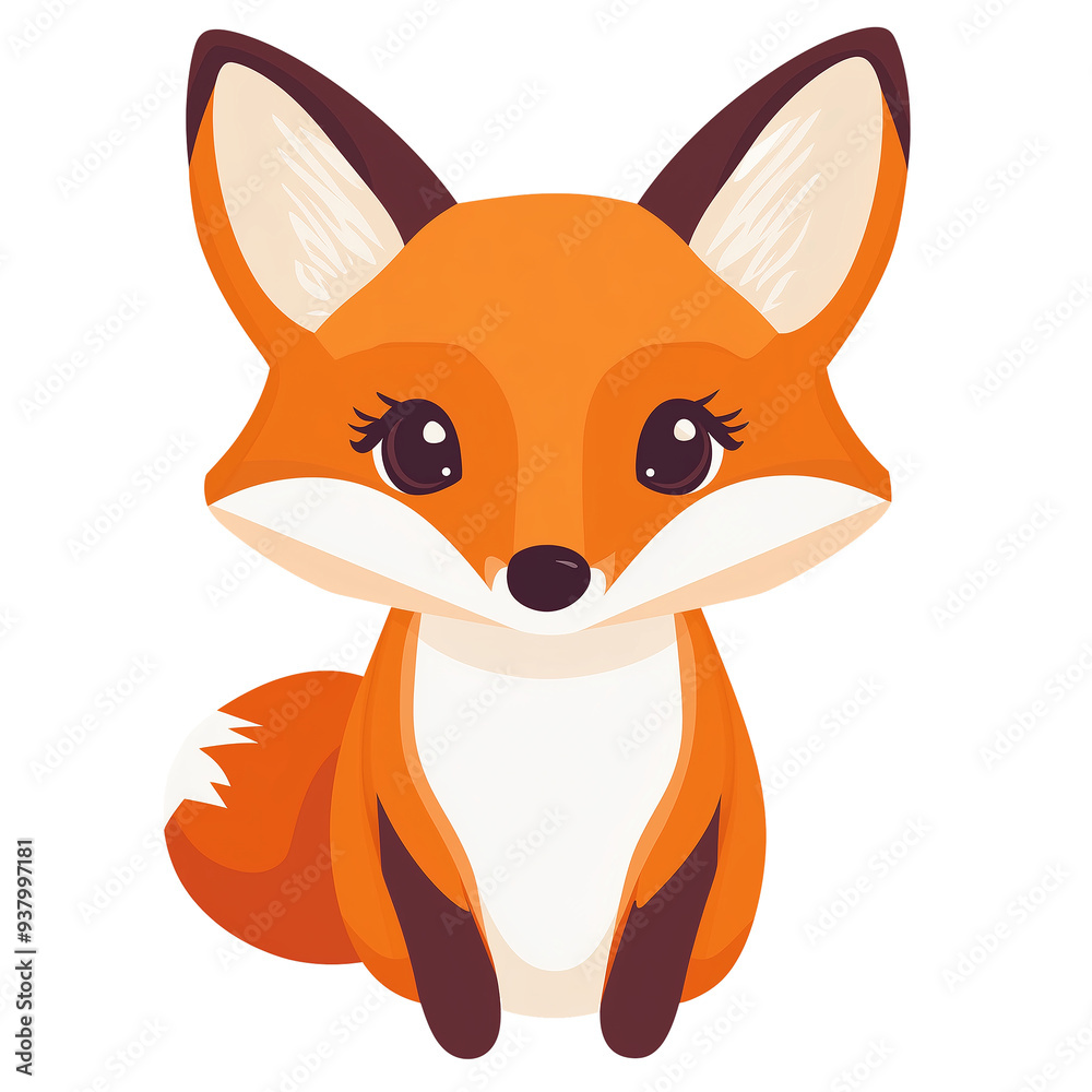 Obraz premium Simple Fox Art with Transparent Background