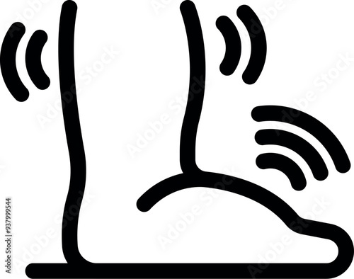 Black icon of a foot experiencing tingling, indicating potential nerve issues or medical conditions