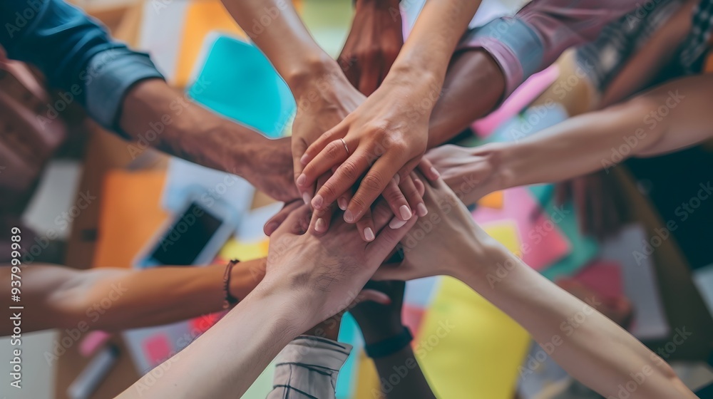 Diverse Professionals in Creative Brainstorming Session Symbolizing Teamwork and Diverse Professionals in Creative Brainstorming Session Symbolizing Teamwork and