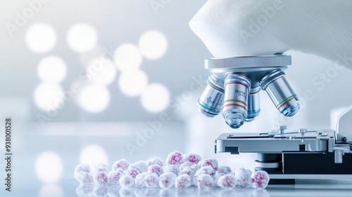 Closeup of stained tissue samples from a dog, viewed through a microscope, animal histology, veterinary diagnostics photo