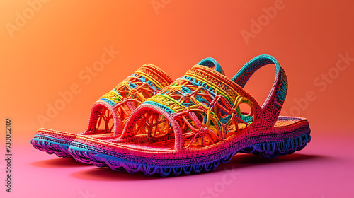 Beautiful vibrant Hispanic huaraches sandals. photo