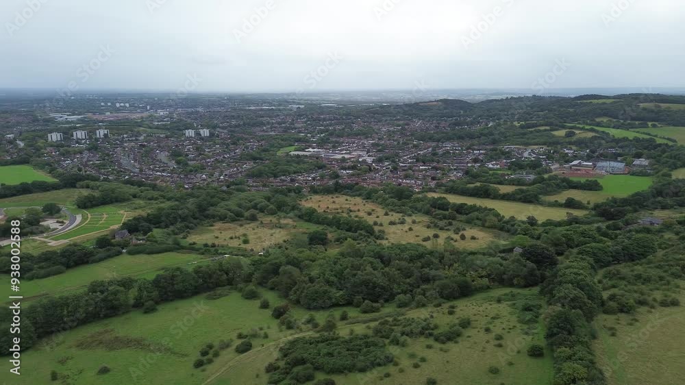 Aerial View From The outskirts Of Birmingham, UK, Town meets countryside [4K]