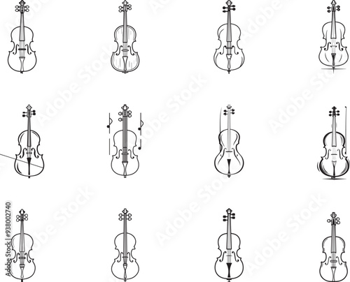 abstract monochrome illustration of violin