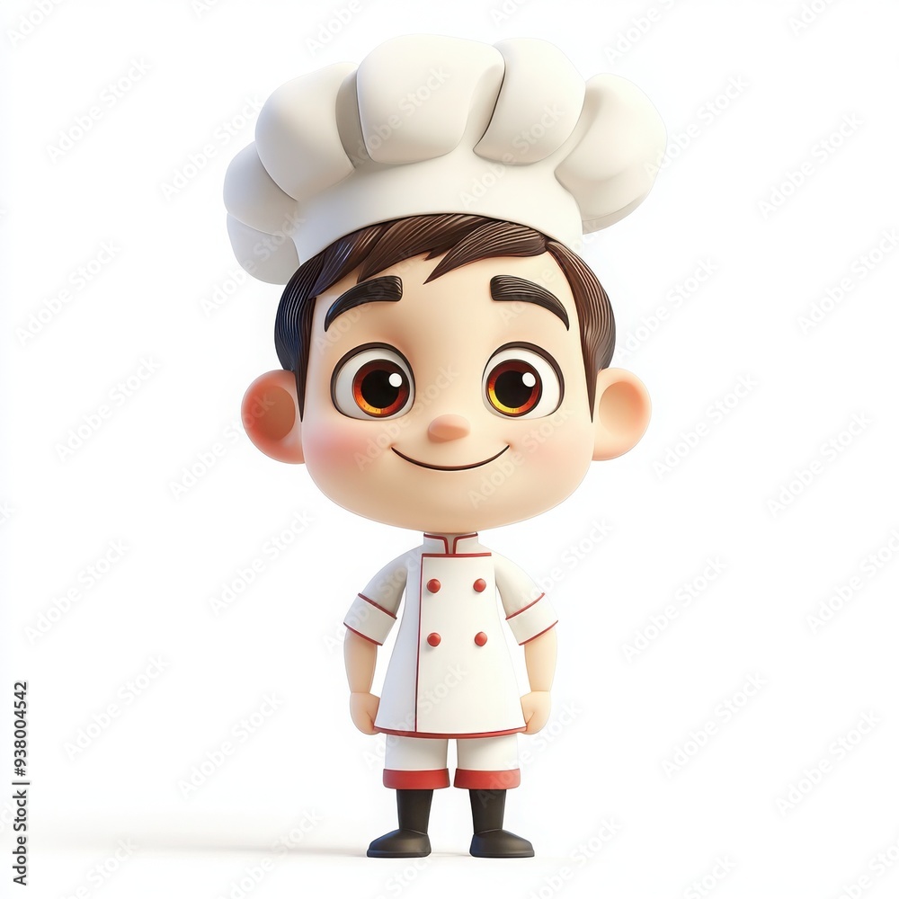 Cheerful Cartoon Chef Character, vibrant and colorful design, large head and big eyes, friendly smile, appealing to children, set against a clear white background Cheerful Cartoon Chef Character, vibrant and colorful design, large head and big eyes, friendly smile, appealing to children, set against a clear white background