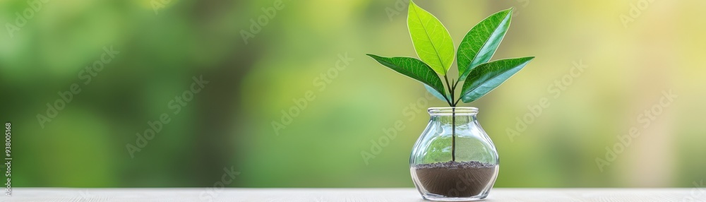 A fresh green sprout growing in a glass jar, symbolizing growth and renewal in a serene, natural setting. A fresh green sprout growing in a glass jar, symbolizing growth and renewal in a serene, natural setting.