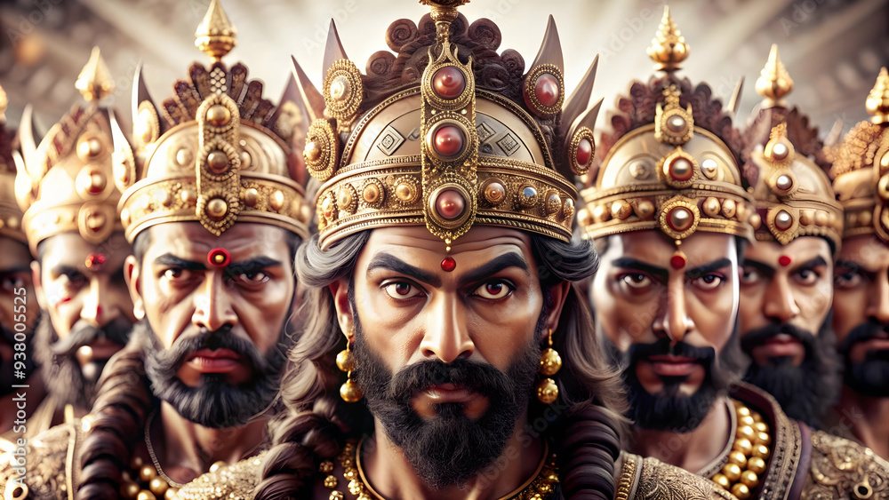 Crown For Ravan Ravanas Ten Heads and Crown concept as Vector illustration of Ravanas ...