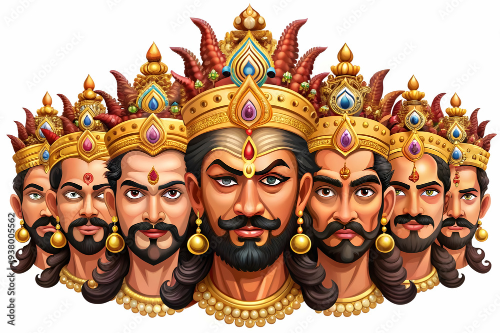Crown For Ravan Ravanas Ten Heads and Crown concept as Vector illustration of Ravanas ...