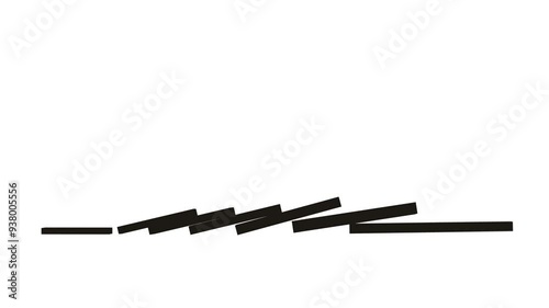 Domino Effect or Chain Reaction concept, 4k 3D animation