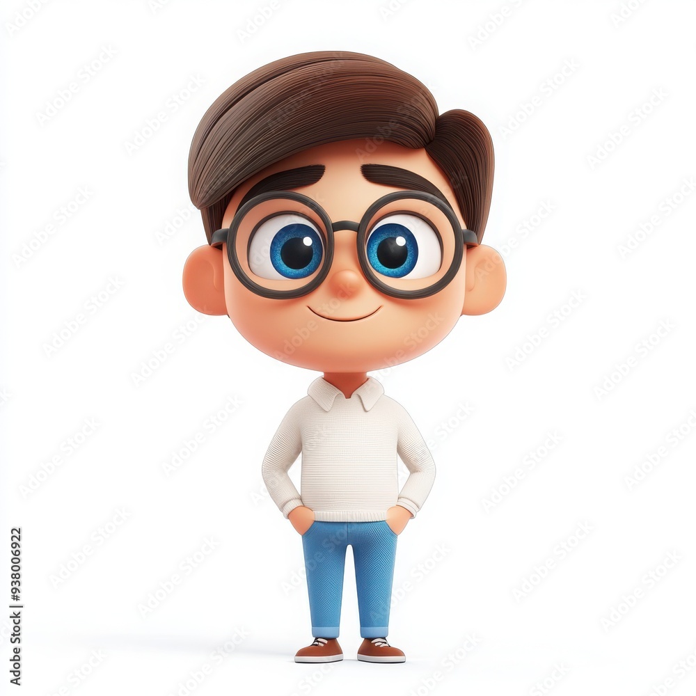 Cartoon Web Developer Character, vibrant and friendly design, large head and big eyes, appealing for children, clear white background, engaging and playful style Cartoon Web Developer Character, vibrant and friendly design, large head and big eyes, appealing for children, clear white background, engaging and playful style