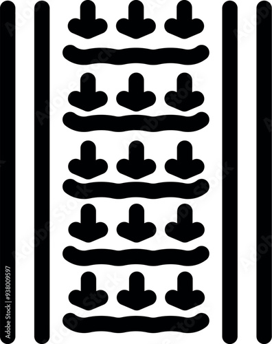 Black glyph icon for multiple sclerosis showing nerve damage in the spinal cord
