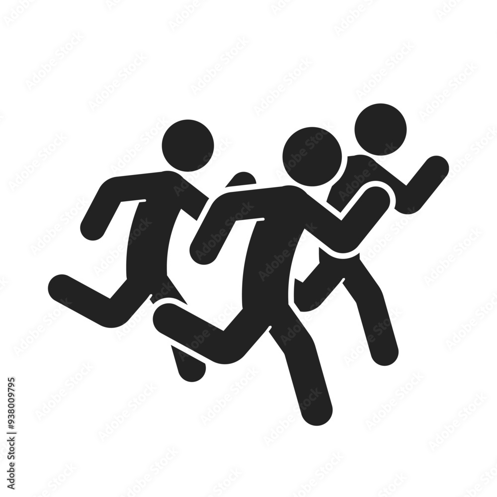 Isolated pictogram sign group of people run, running event, active sport icon symbol