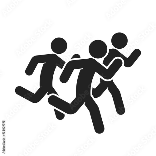 Isolated pictogram sign group of people run, running event, active sport icon symbol