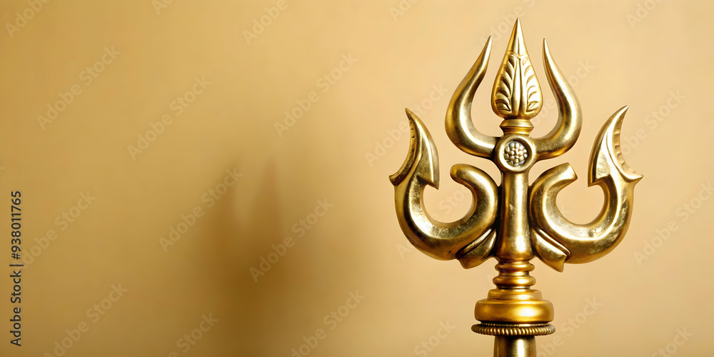 Trishul and Om Symbol concept as Vector illustration of a trishul (trident) and Om symbol combined isolated on a white background representing the divine power and spirituality in Hindu culture with a Trishul and Om Symbol concept as Vector illustration of a trishul (trident) and Om symbol combined isolated on a white background representing the divine power and spirituality in Hindu culture with a