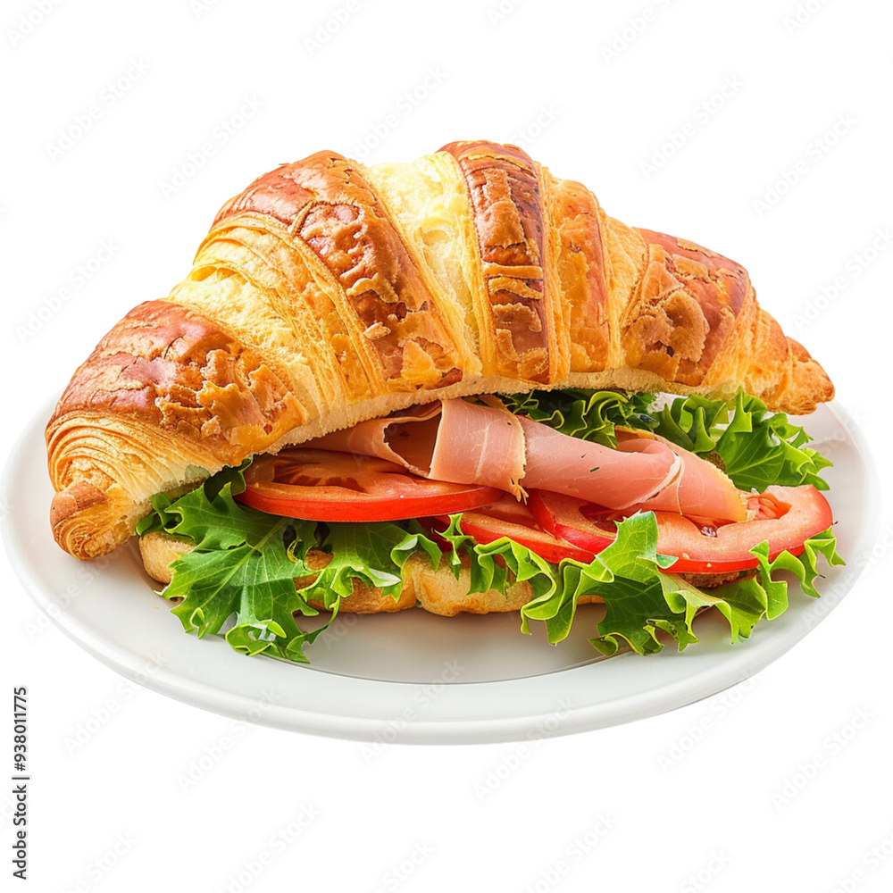 Croissant sandwich, food photo, healthy, cut out background, ready to use