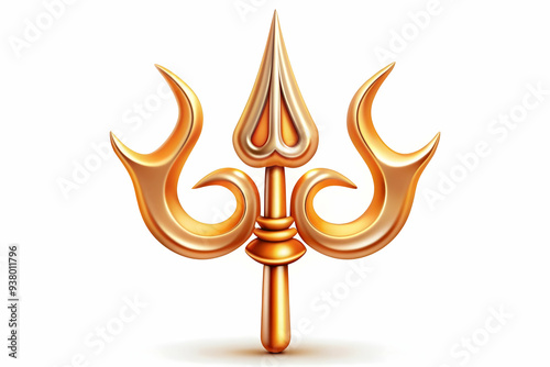 Trishul and Om Symbol concept as Vector illustration of a trishul (trident) and Om symbol combined isolated on a white background representing the divine power and spirituality in Hindu culture with a photo