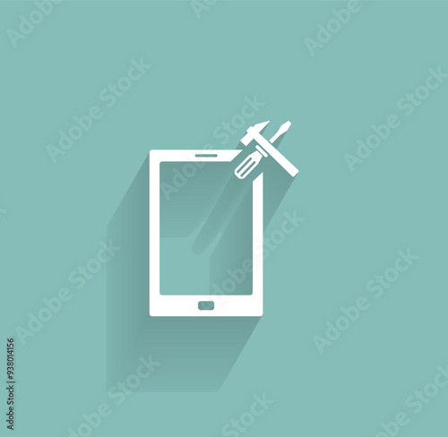 Vector icon of white color with shadow on gray-green background