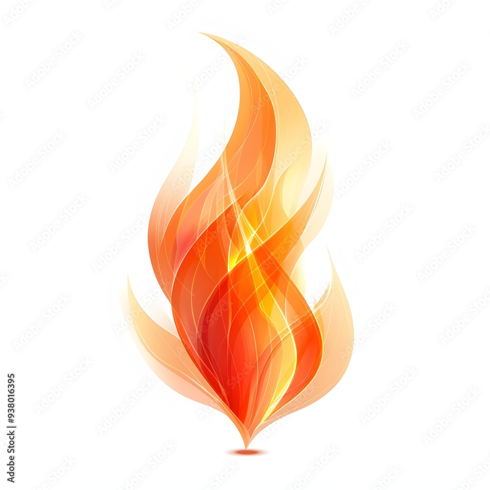 Dynamic Fiery Icon Representing Heat and Energy on White Background Dynamic Fiery Icon Representing Heat and Energy on White Background
