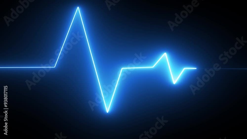 Abstract neon heart beat line, heart rate monitor, abstract neon heart beat.