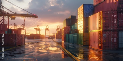 Shipping Containers at Sunset