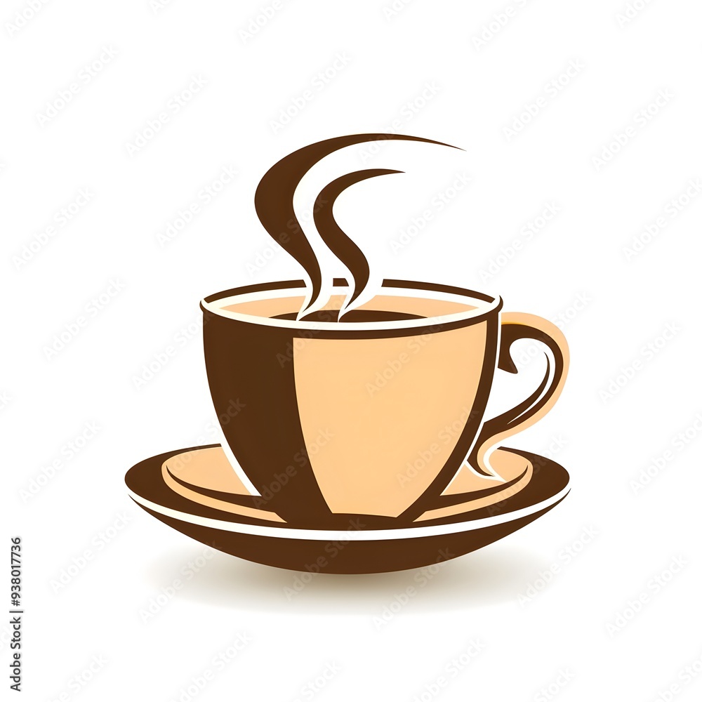 Obraz premium Stylized Coffee Cup Icon with Steam Suggesting a Caf or Coffee Shop Isolated on White Background
