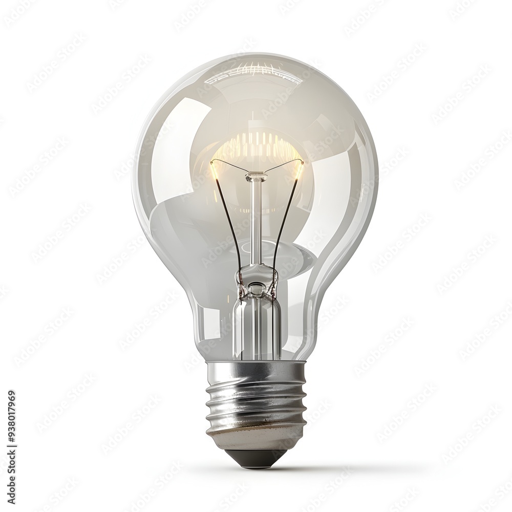 Bright Light Bulb Icon Representing Ideas and Innovation on White Background Bright Light Bulb Icon Representing Ideas and Innovation on White Background