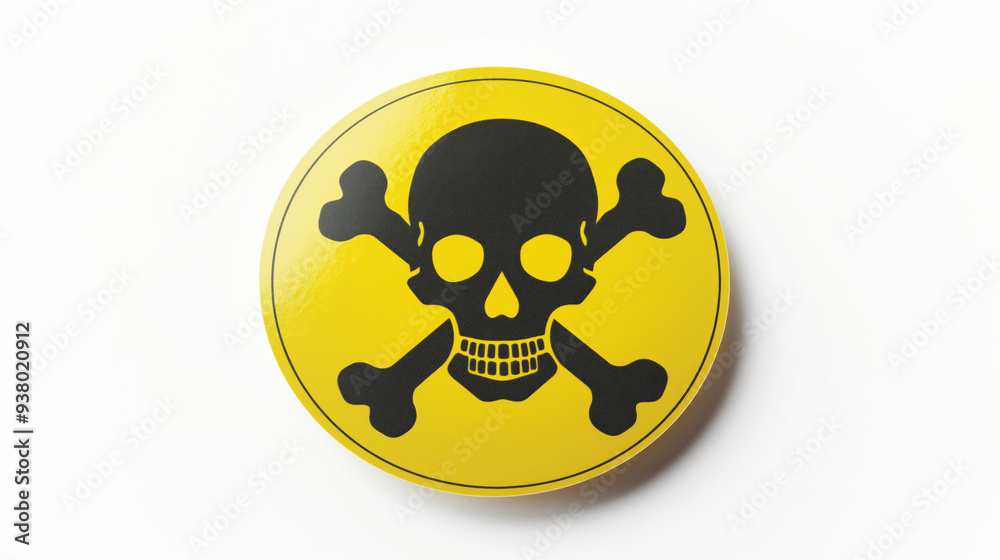 Yellow warning sign with a black skull and crossbones symbol, representing danger or toxic materials. The image is commonly used to indicate hazardous substances. Yellow warning sign with a black skull and crossbones symbol, representing danger or toxic materials. The image is commonly used to indicate hazardous substances.