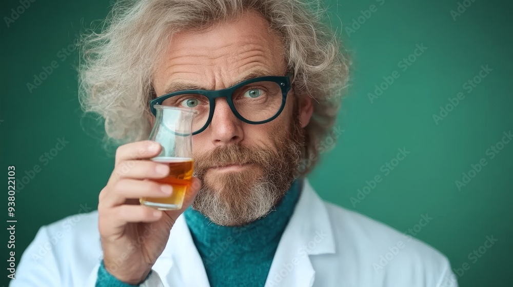 thoughtful crazy minded scientist man